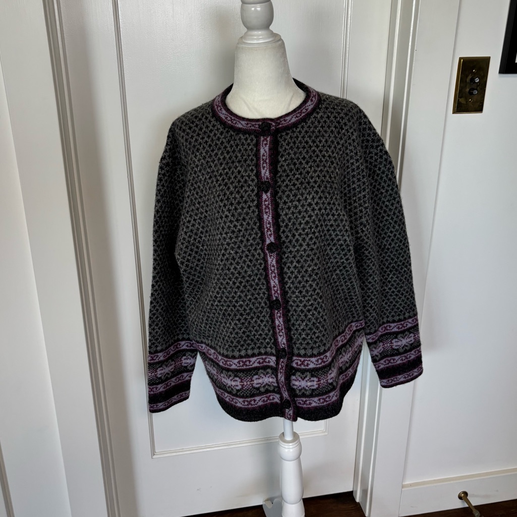 Frost Nordic Fair Isle 100% Wool Cardigan Sz M #0812